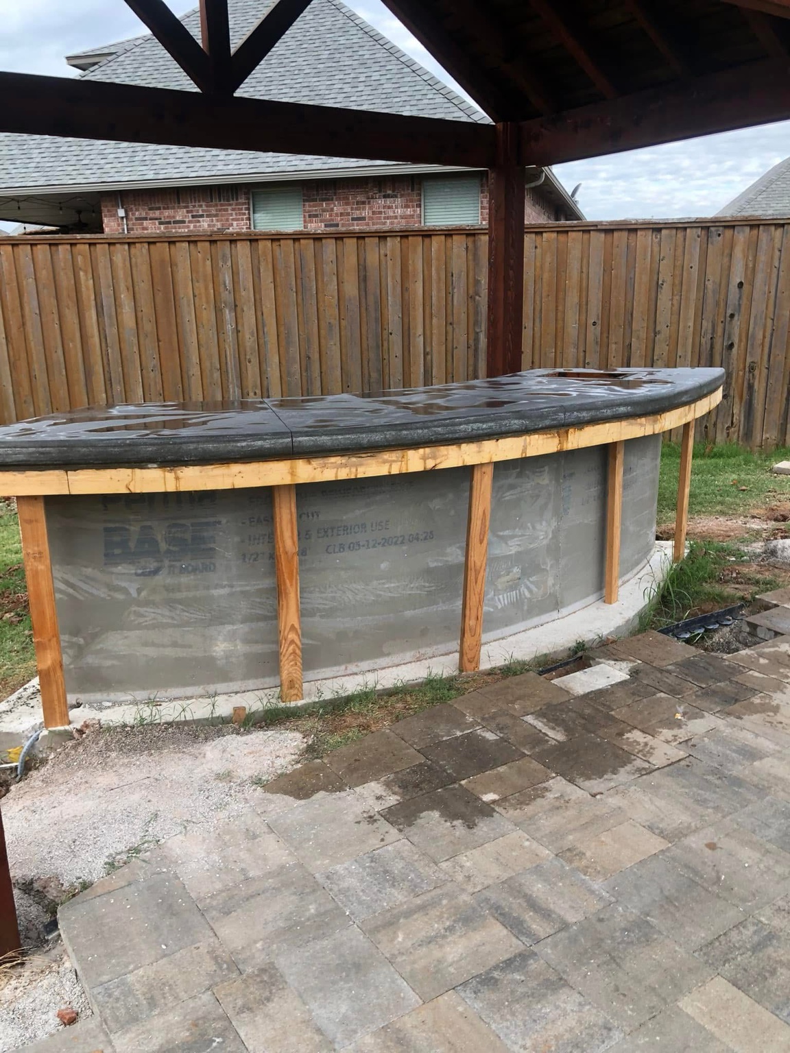 Outdoor kitchen concrete countertop